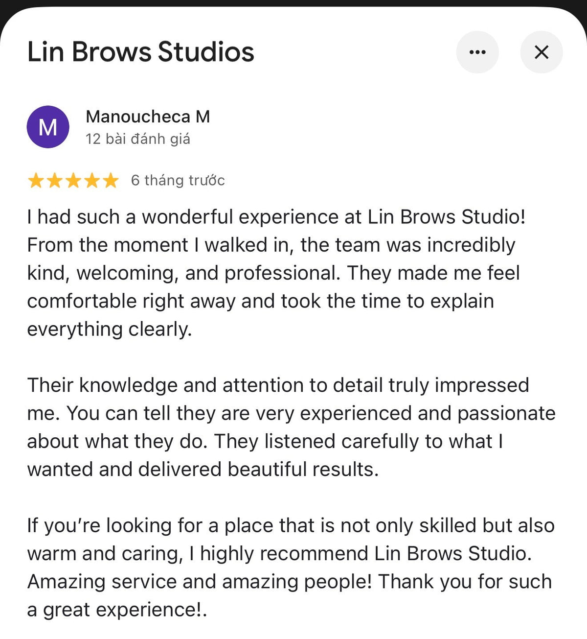 Customer feedback screenshot