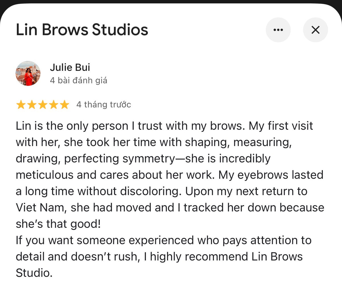 Customer feedback screenshot