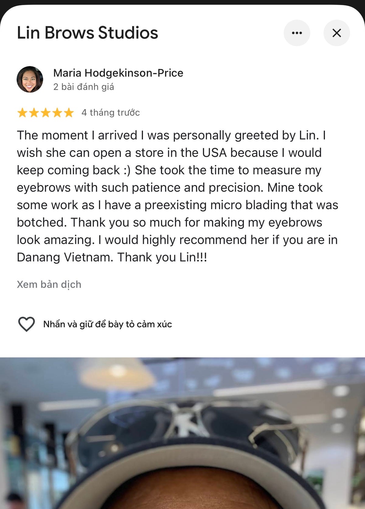 Customer feedback screenshot