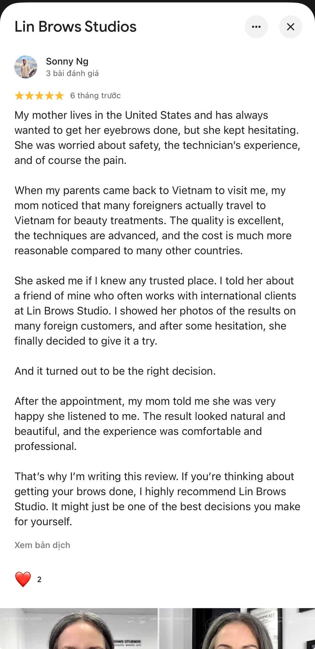 Customer feedback screenshot