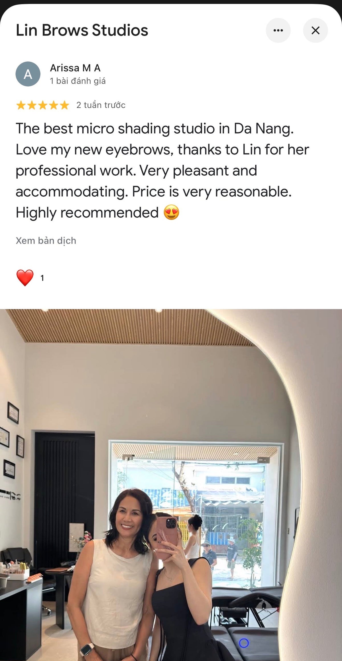 Customer feedback screenshot
